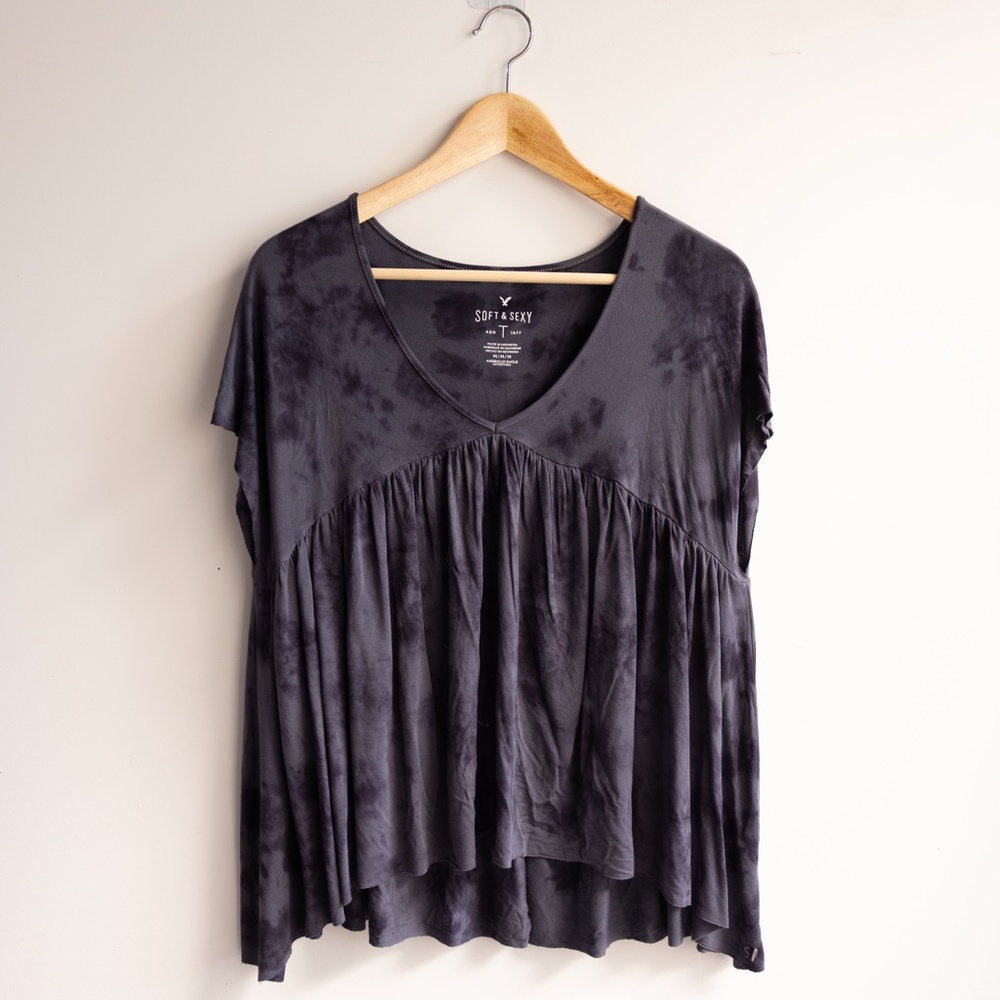American Eagle Soft and Sexy T-Shirt Blue Tie Dye Size Medium
